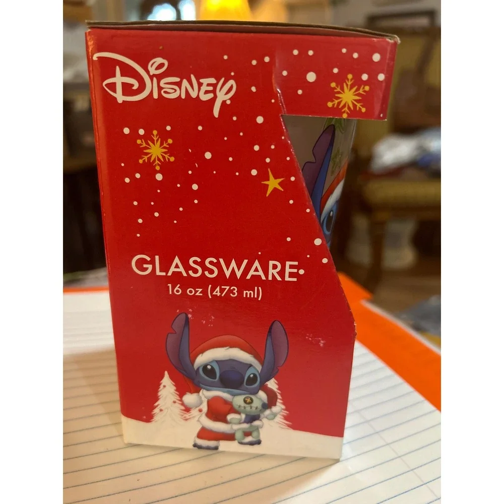 Disney Lilo & Stitch Christmas‎ Santa Stitch Scrump Glassware 16 oz Pint NEW